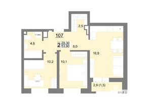 2-к квартира, вторичка, 54м2, 13/26 этаж