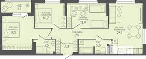 3-к квартира, вторичка, 88м2, 7/16 этаж