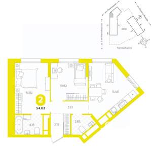 3-к квартира, вторичка, 54м2, 2/24 этаж