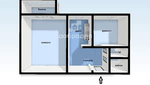 2-к квартира, вторичка, 43м2, 5/9 этаж