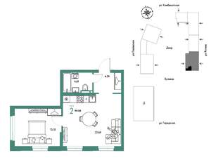 2-к квартира, строящийся дом, 45м2, 10/24 этаж