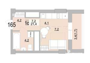 Студия квартира, вторичка, 23м2, 22/24 этаж