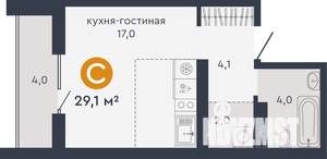 Студия квартира, вторичка, 29м2, 16/18 этаж