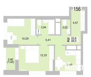 2-к квартира, вторичка, 48м2, 17/24 этаж