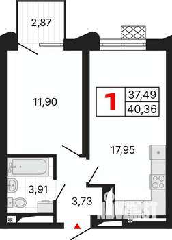 1-к квартира, вторичка, 40м2, 16/25 этаж