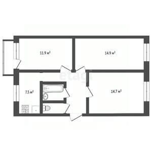 3-к квартира, вторичка, 59м2, 2/5 этаж