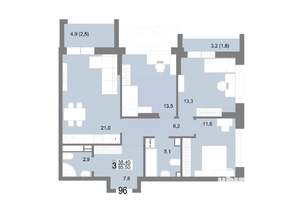 3-к квартира, вторичка, 86м2, 16/25 этаж