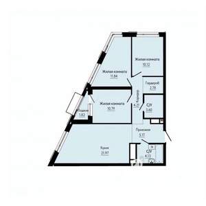 3-к квартира, строящийся дом, 76м2, 21/30 этаж