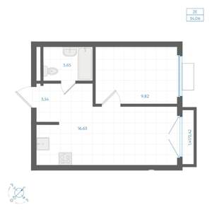 1-к квартира, вторичка, 34м2, 3/4 этаж