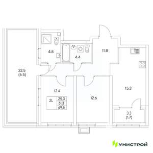 2-к квартира, вторичка, 70м2, 11/31 этаж