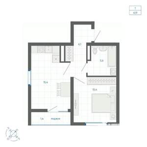 1-к квартира, вторичка, 42м2, 27/32 этаж