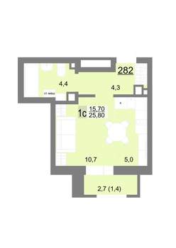 Студия квартира, вторичка, 26м2, 9/18 этаж