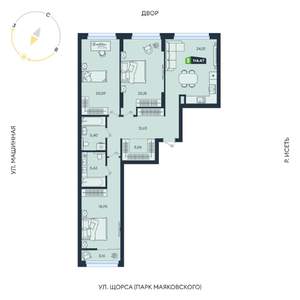 3-к квартира, строящийся дом, 114м2, 10/31 этаж