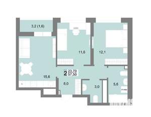 2-к квартира, вторичка, 58м2, 23/25 этаж