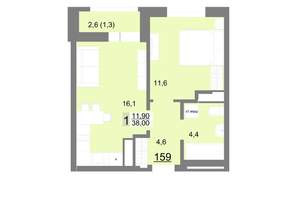 1-к квартира, вторичка, 38м2, 19/26 этаж