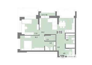 2-к квартира, вторичка, 73м2, 18/25 этаж