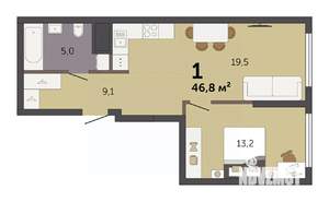 1-к квартира, строящийся дом, 47м2, 10/32 этаж