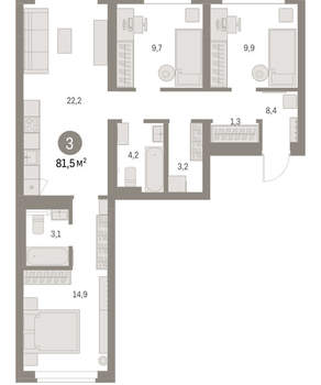 3-к квартира, вторичка, 81м2, 5/9 этаж