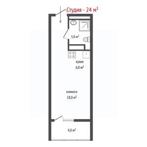 Студия квартира, вторичка, 24м2, 4/8 этаж