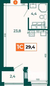 Студия квартира, строящийся дом, 29м2, 25/25 этаж