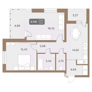 3-к квартира, вторичка, 70м2, 19/24 этаж