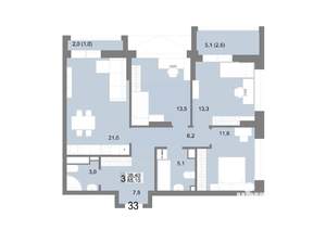 3-к квартира, вторичка, 85м2, 7/25 этаж