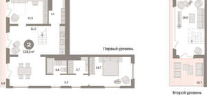 2-к квартира, вторичка, 119м2, 7/24 этаж
