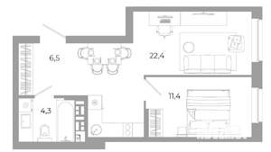 1-к квартира, вторичка, 45м2, 10/12 этаж