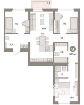 3-к квартира, вторичка, 81м2, 4/8 этаж