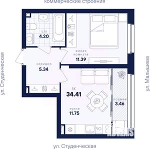 1-к квартира, вторичка, 34м2, 3/31 этаж