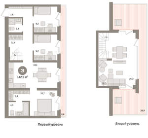 3-к квартира, вторичка, 143м2, 7/24 этаж