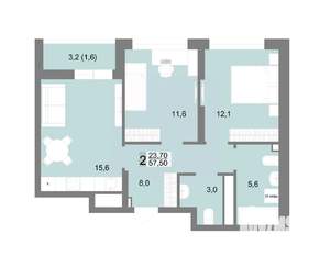 2-к квартира, вторичка, 58м2, 21/25 этаж