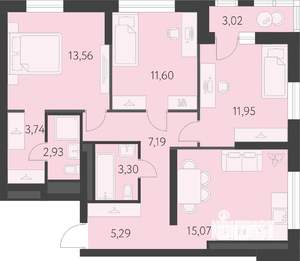 3-к квартира, вторичка, 76м2, 5/16 этаж