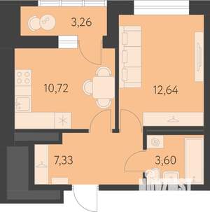 1-к квартира, вторичка, 36м2, 12/25 этаж