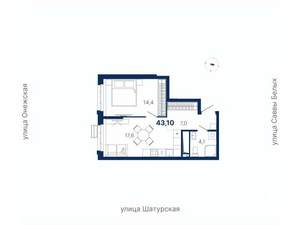 1-к квартира, вторичка, 43м2, 13/17 этаж