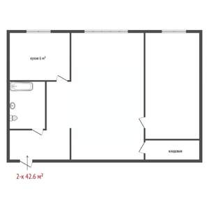 2-к квартира, вторичка, 43м2, 3/5 этаж