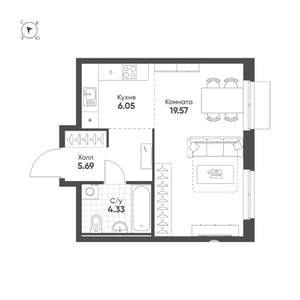 Студия квартира, строящийся дом, 36м2, 3/25 этаж