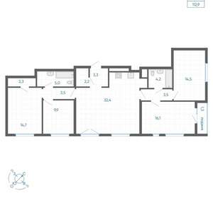 4-к квартира, вторичка, 113м2, 6/32 этаж