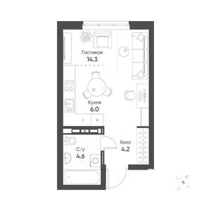 Студия квартира, вторичка, 29м2, 5/15 этаж