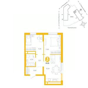 3-к квартира, вторичка, 51м2, 14/24 этаж