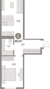 1-к квартира, вторичка, 47м2, 2/9 этаж