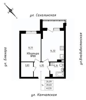 1-к квартира, вторичка, 41м2, 9/25 этаж