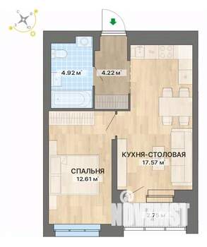 1-к квартира, вторичка, 42м2, 3/25 этаж