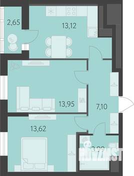 2-к квартира, вторичка, 53м2, 4/16 этаж