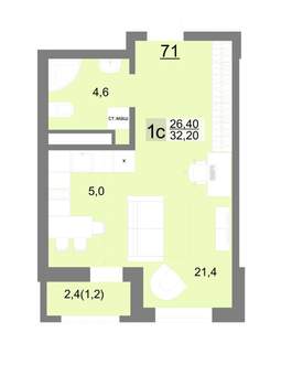 Студия квартира, вторичка, 32м2, 11/26 этаж