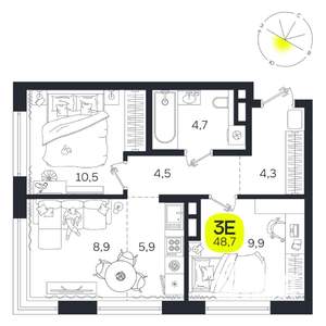 3-к квартира, вторичка, 49м2, 14/27 этаж
