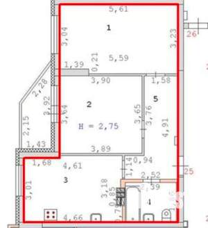 2-к квартира, вторичка, 60м2, 5/12 этаж