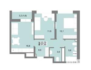 2-к квартира, строящийся дом, 58м2, 25/25 этаж