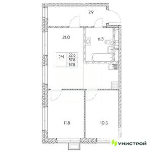 2-к квартира, вторичка, 58м2, 12/31 этаж