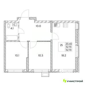 2-к квартира, вторичка, 53м2, 23/31 этаж